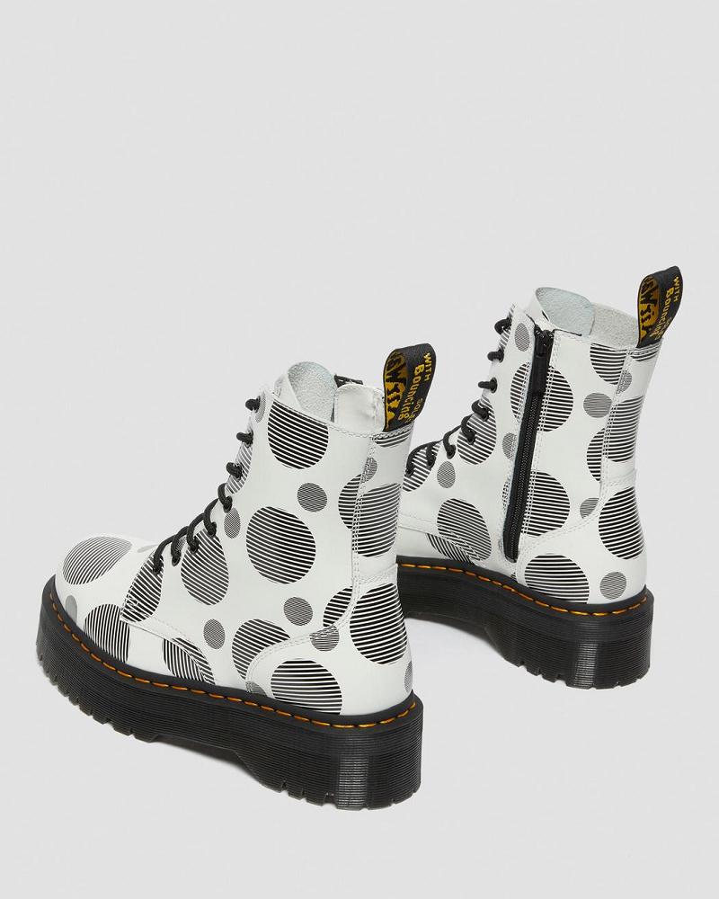 Dr Martens Jadon Polka Dot Smooth Leren Platform Laarzen Heren Wit | NL 253ZUT